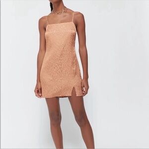 Urban Outfitters Palermo Bronze Leopard Print Satin Mini Slip Dress Size Large